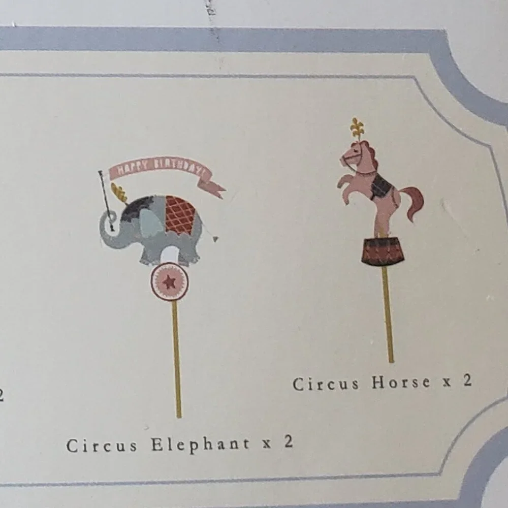 NWT - Josi James Circus Cupcake Toppers - 12 Count